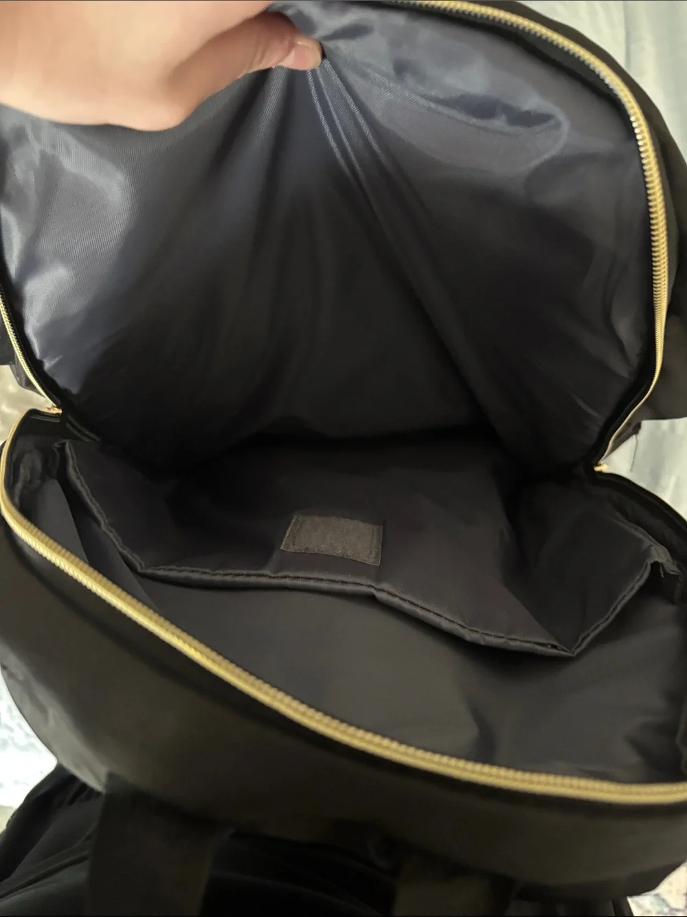 Kipling Black Quilted Backpack with Gold Zippers
